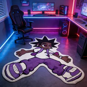American Street Style Explosion Head Design Carpet, Cool Cartoon Character Bedroom Rug, Irregular Home Decor Living Room Mat, Polyester Fiber Rug