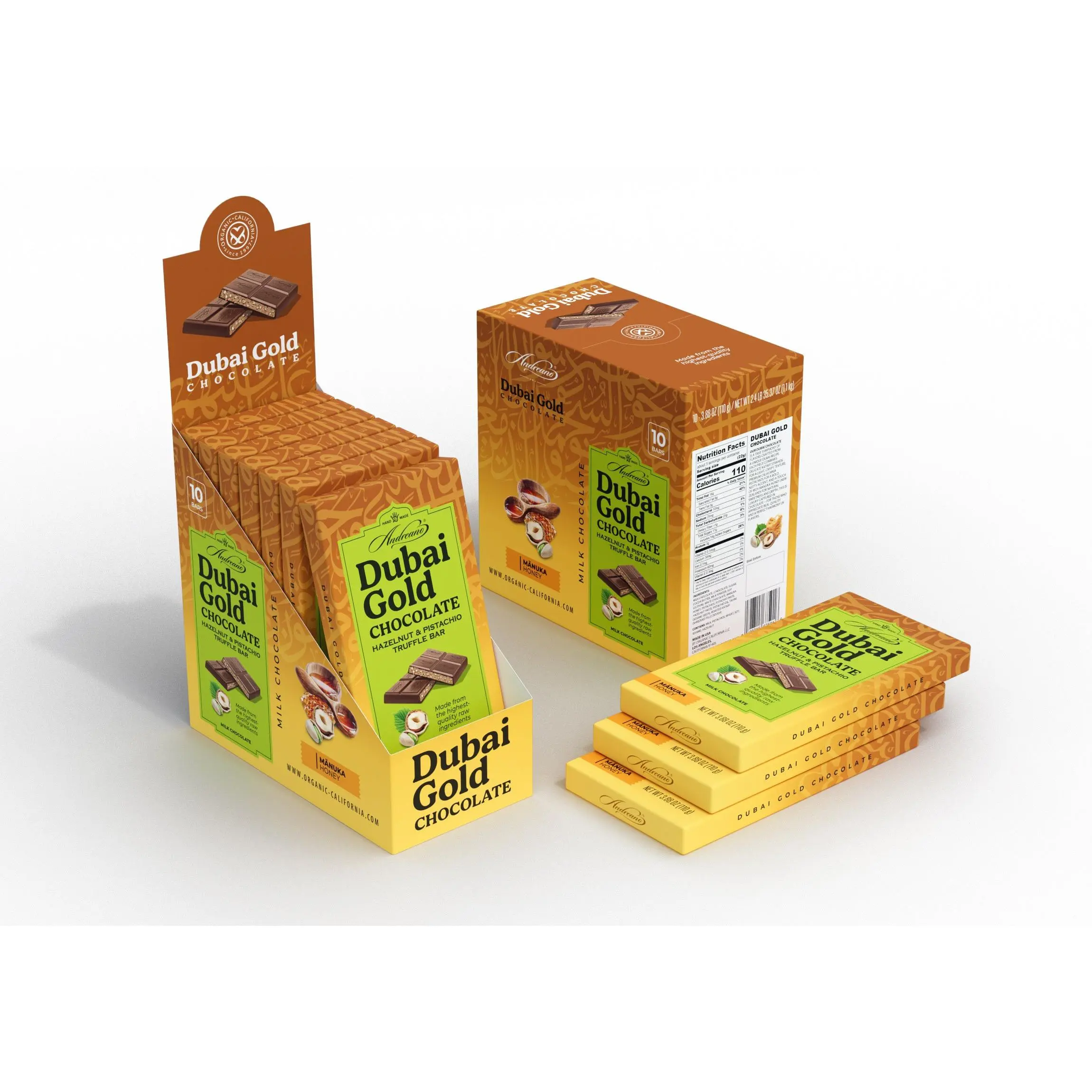 Dubai Gold Hazelnut Milk Chocolate Bar – 110g