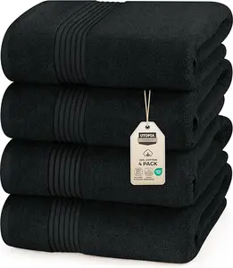 Utopia Towels 2 Pack Bath Towels Set, 27 by 54 Inches, 100% Ring Spun Cotton, Quick Dry, Highly Absorbent, Soft Feel Towels, Perfect for Daily Use, Black.Black and gray are random