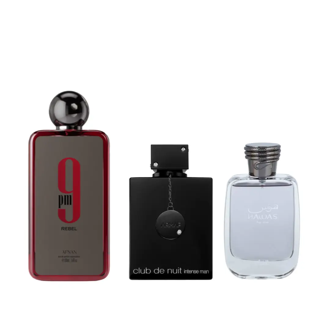 Lattafa Multi-Pack Fragrance EDP Perfume Kit - Club de Nuit Black, Rebel, Hawas Blueberry Scent Fragrance, Unisex 3.4oz (100ML) Daywear Gift Bundle