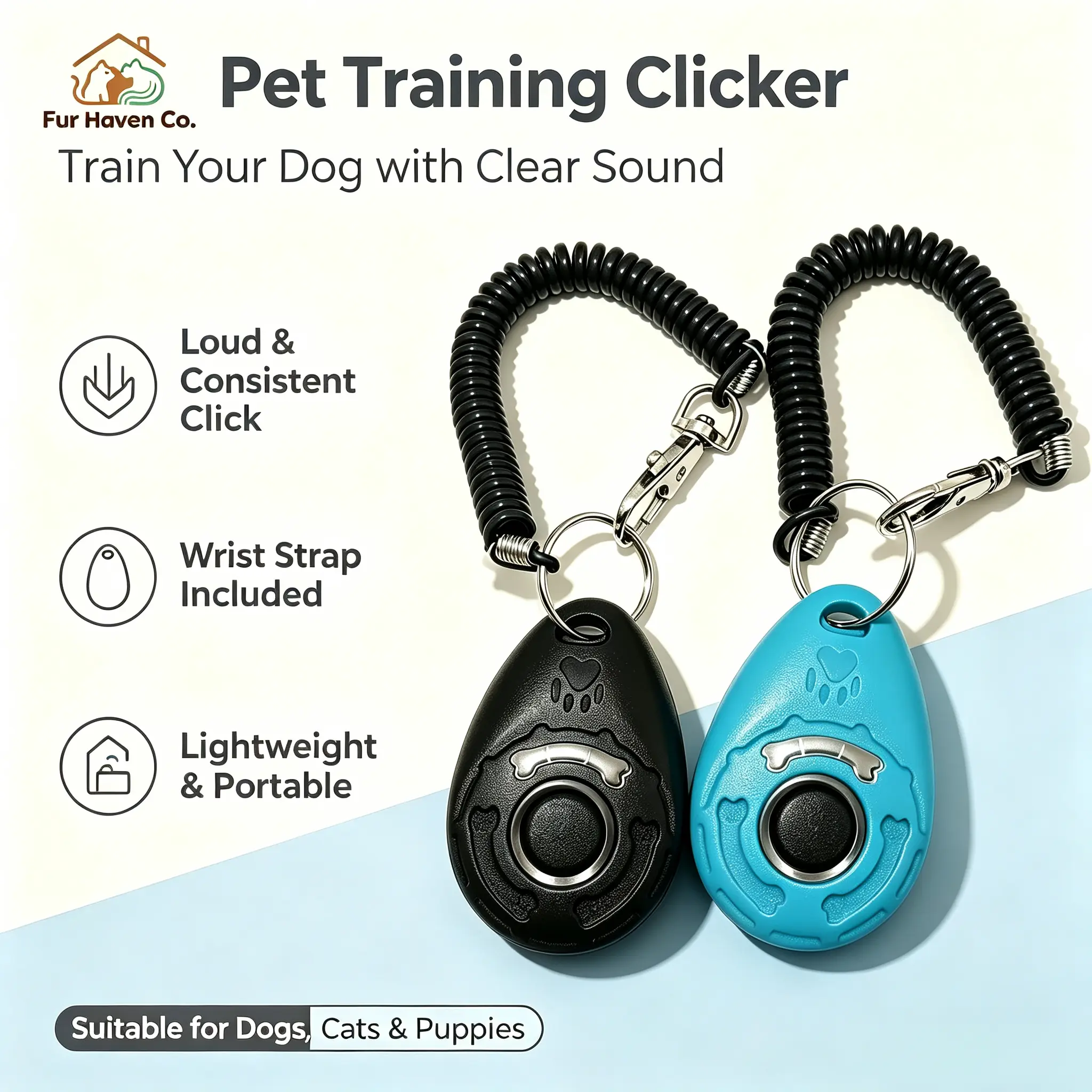 Portable Pet Training Clicker, Professional Sound Training Device for Dog Puppy Obedience Behavior Training