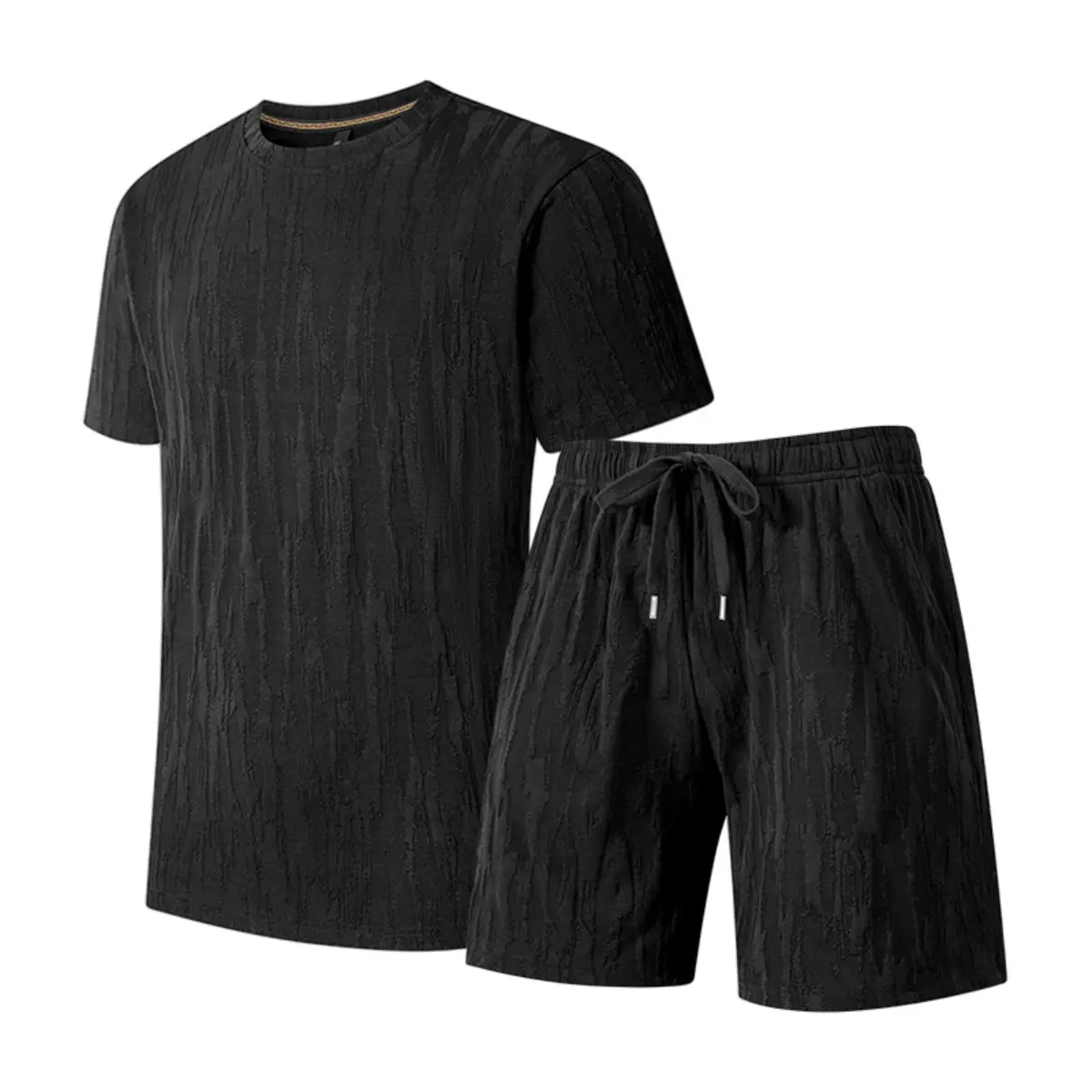 Men's Casual 2-Piece Set - Plain Crew Neck T-Shirt and Shorts Fashion Outfit with Adjustable Drawstring Waist, Fitted Cut, Street, Customized, Menswear, Shortsleeve, Outdoor, Stylish, Clothes