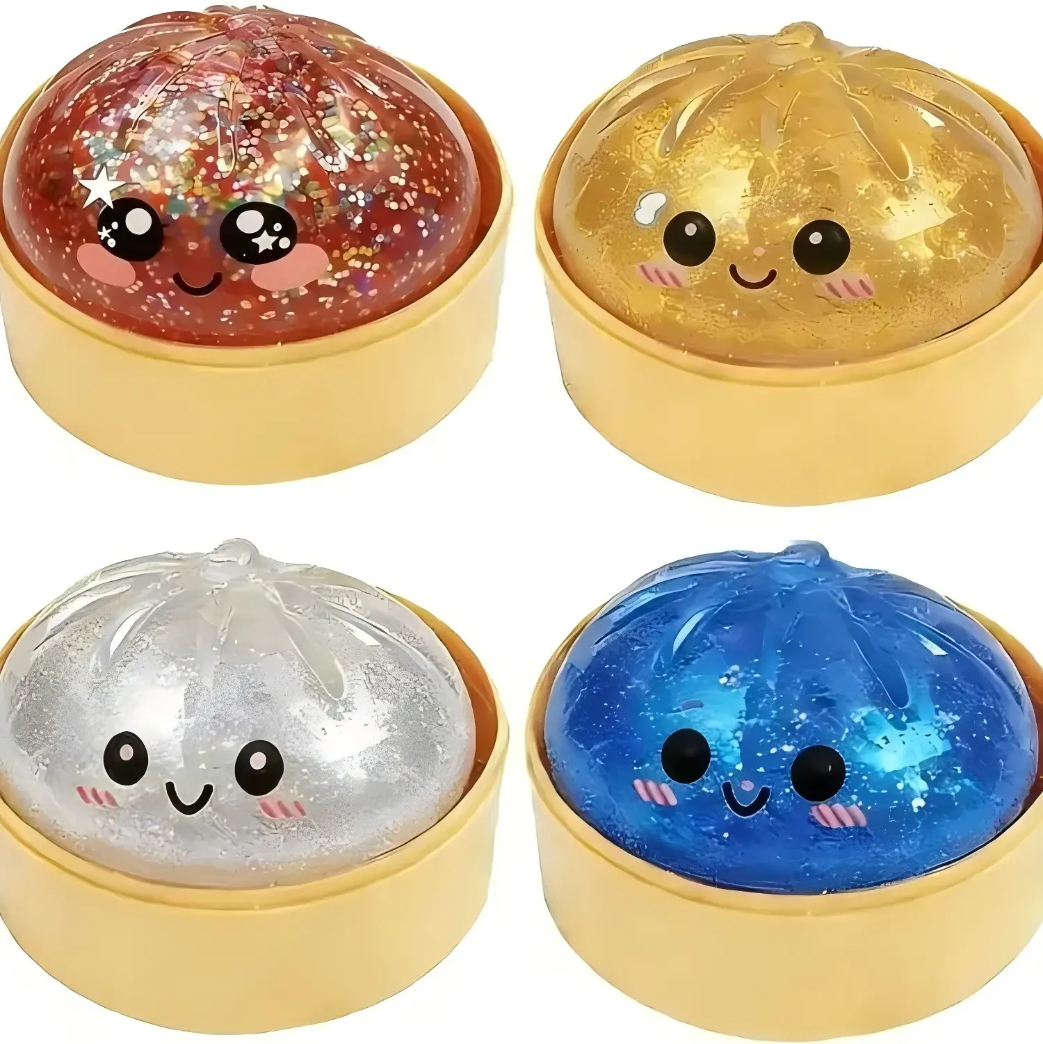 Dumpling Squishies Toy,Mystery Colorful Glitter Dumpling Squishies Toy Gift Box,Stress Relief Fidget Squeeze Toy，Perfect for Party Gifts