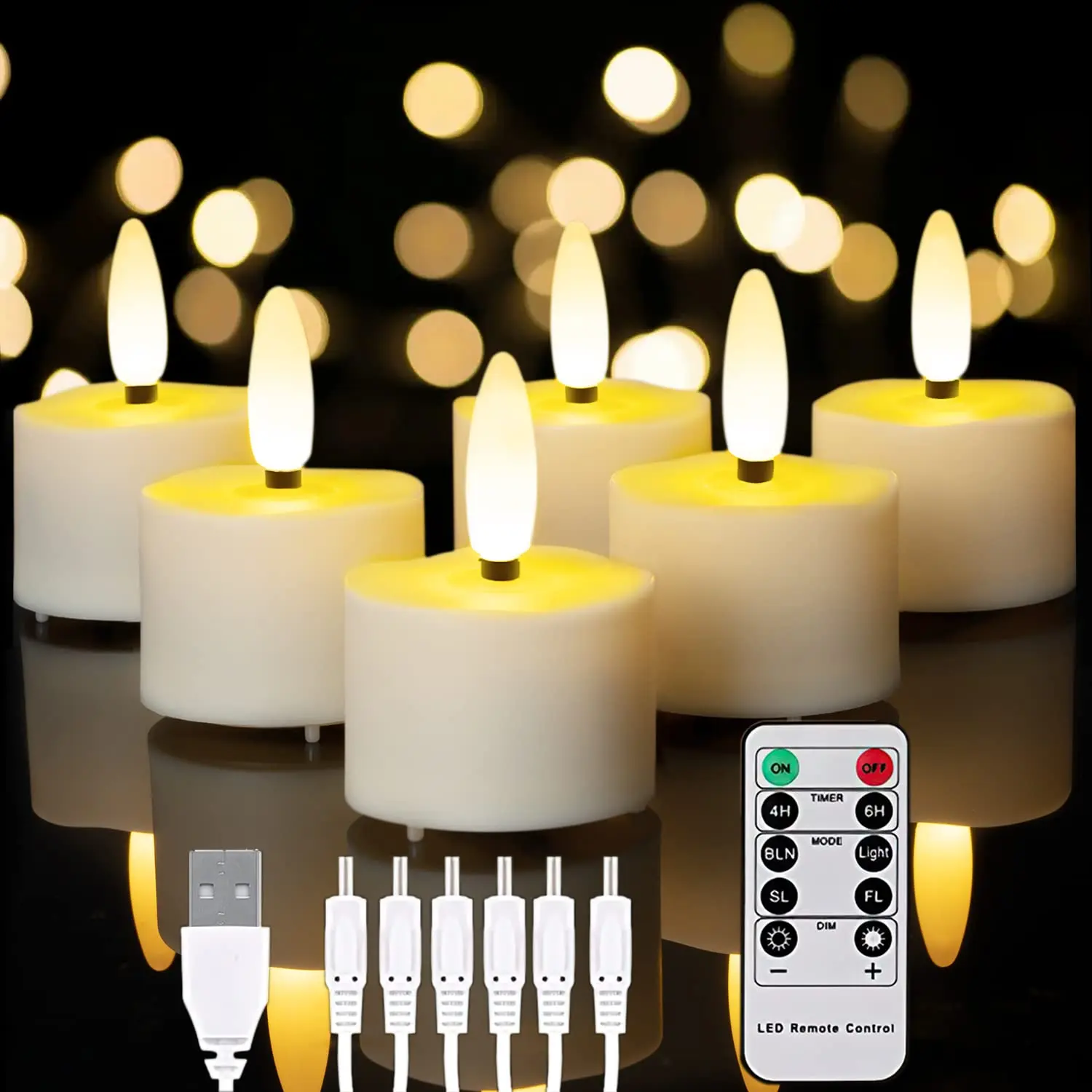 Homemory Flameless Rechargeable Tea Lights with Remote Timer - LED Tea Lights Battery Operated, Realistic Flickering for Home Holiday Decor, Wedding Table Centerpieces, 12-Pack (Φ 1-1/2''×H 2-1/3'') flameless candle light