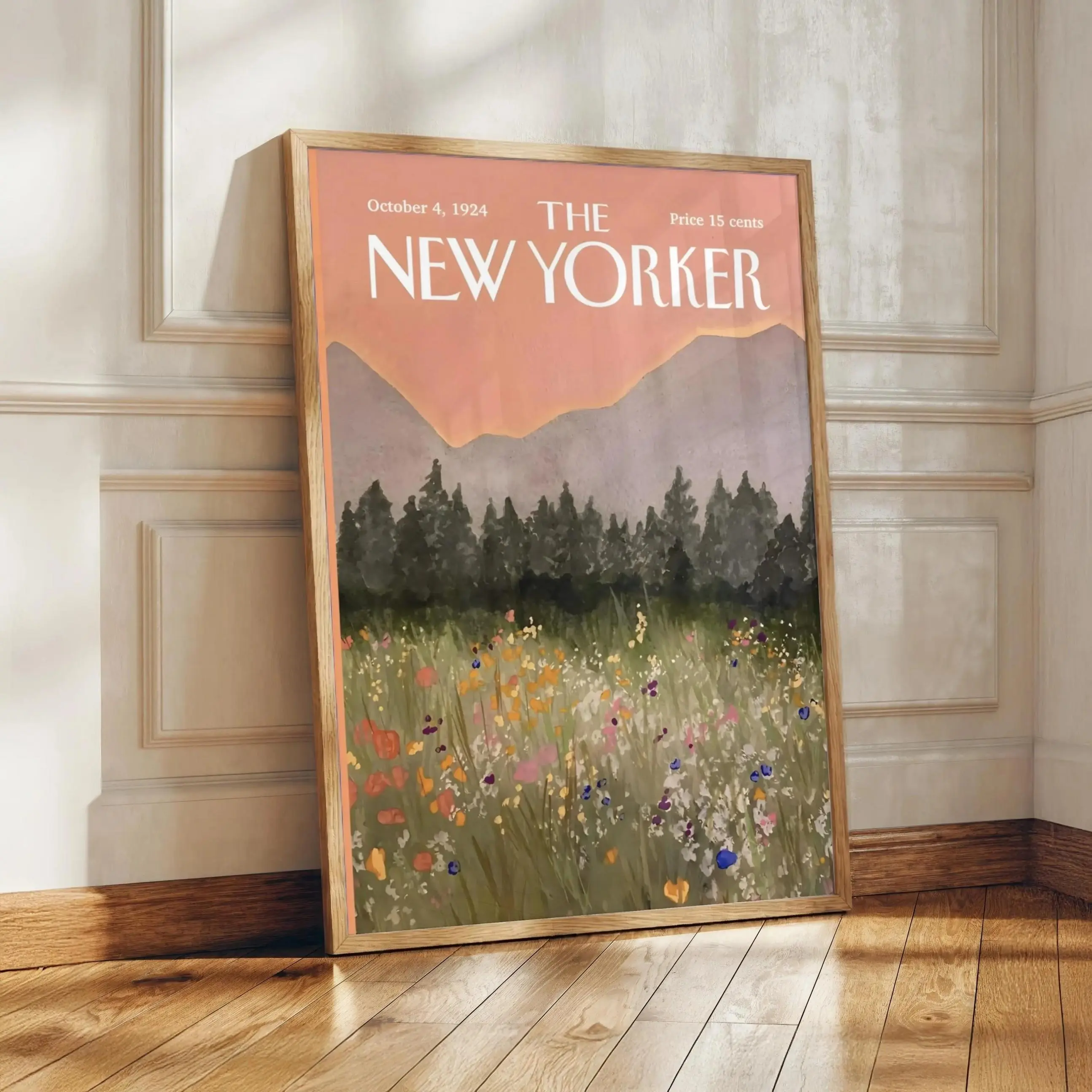 The New Yorker Scenic Floral Magazine Cover Print, Vintage Flower Wall Art, Trendy Home Decor Poster, Botanical Bedroom Wall Print, Classic Magazine Style Physical Art