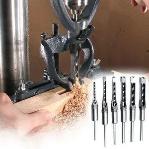 Pousbo Woodworking Square Hole Drill Bits High Carbon Steel Precision CNC Machined Fast Easy Hole Punching for Hardwoods 6.4mm-19mm Sizes Ideal for DIY Lovers Furniture Production