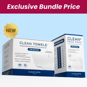 The Clean Duo: Clean Skin Club Clean Towels XL - Clinically Proven Ultra-Soft Bio-Based Face Towels for Optimal Skin Health & Barrier Improvement plus Clean Pads