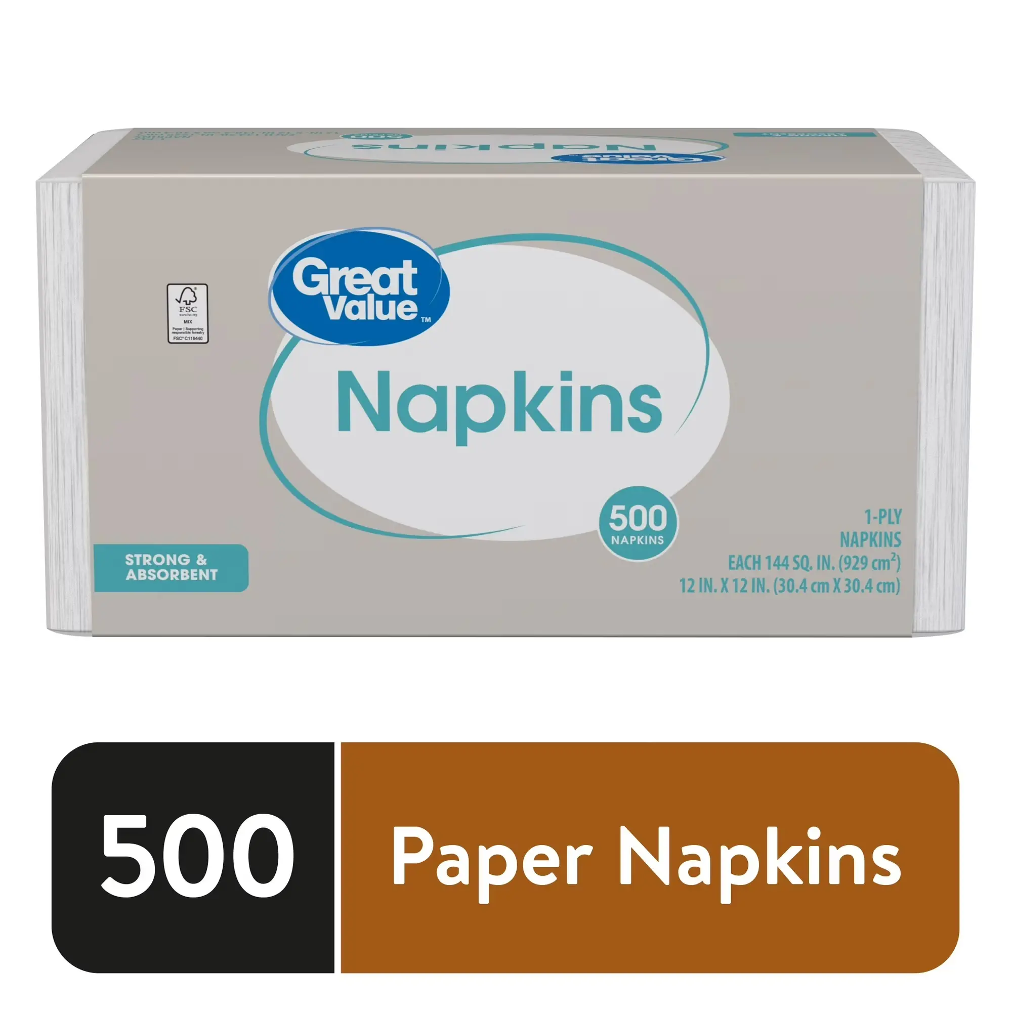 Great Value 1-Ply Embossed White Disposable Paper Napkins, 12x12 in, 500-Count Pack - Home & Party Disposable Tableware