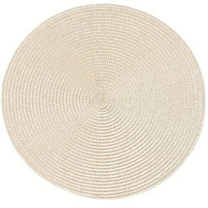 Woven Round Placemats Set, 15-Inch Washable Non-Slip Table Mats, Tableware, Ivory, Ideal for Dining Tables, Home Décor, Weddings, Coasters
