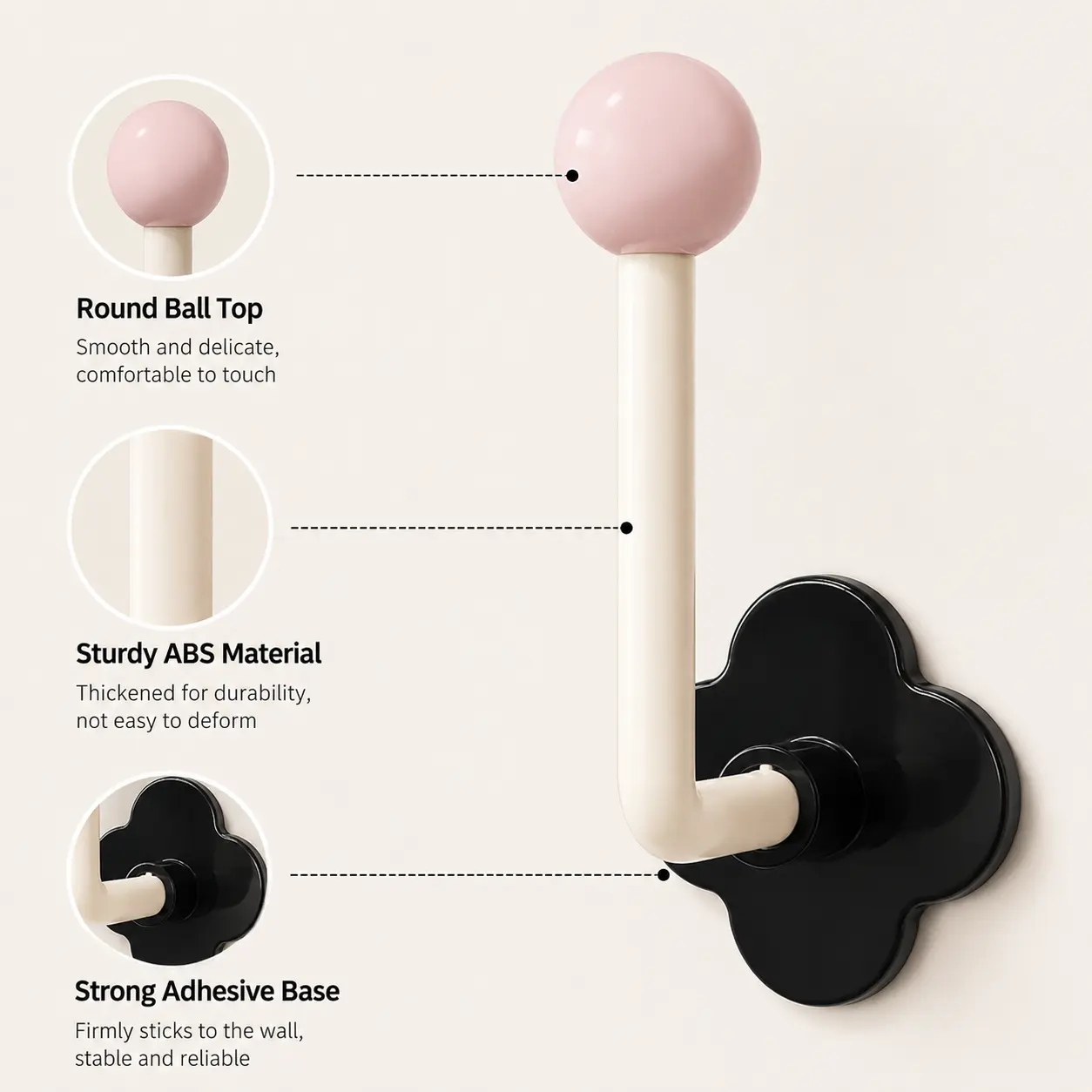 1 Piece No Drill Self Adhesive Wall Hook, for storing hair accessories in bathroom, vanity area and kitchen