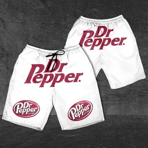 Dr.Pep.per White Horizontal Text Shorts, Beer basic men Hawaiian shorts, Dr.Pepper Beach Short