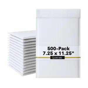 Loot Hive #1 Bubble Mailers 7.25x11.25" 500-Pack White Poly Padded Envelopes for Shipping Durable Protection Self-Sealing Tear Strip