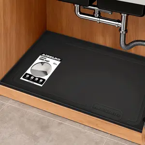 Silicone Under Sink Mat - 34" X 22" Waterproof, Raised Edge Cabinet Protector, Bathroom Accessories