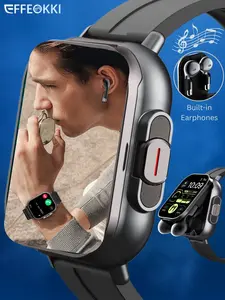 2 in 1 Smart Watch with Earbuds Inside Combo - Make/Answer Call, Multiple Sports Modes, Music Playback, NFC, Fitness Tracker, for Iphone Android Smartphone, Wonderful Gift for Festival Wireless Wearable