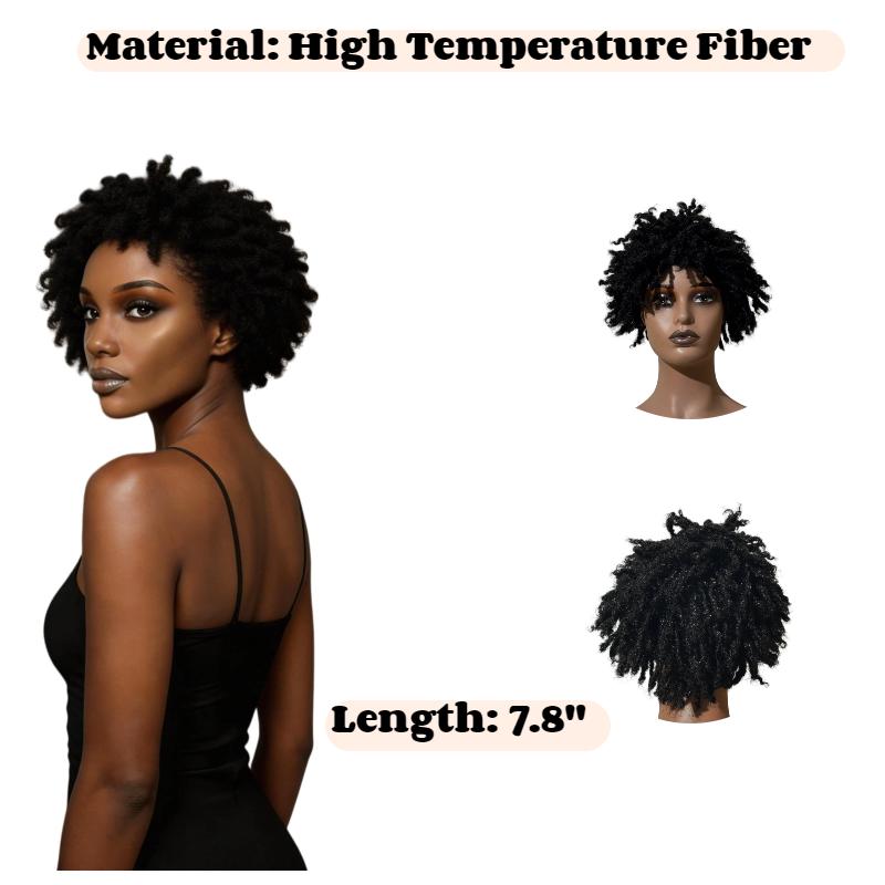 African Curls — Synthetic Wig (Burgundy): Features a naturally voluminous texture and a braided dreadlock style; includes a breathable mesh cap; (Suitable for Men and Women)