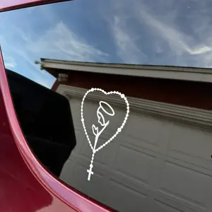 Virgen Mary Rosary Window Vinyl Decal Sticker