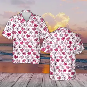 Coquette Bows Heart Hawaiian Shirt, Tropical Summer Christmas in July Button Shirt, Tropical Christmas Hawaiian Shirt