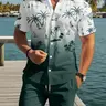 Summer clearance sale on breathable shirt and shorts set. Lightweight, breathable, and cool fabric. Simple gradient shirt + drawstring shorts. Men's vacation set. Casual lounge set. Multiple sizes available to fit all body types.