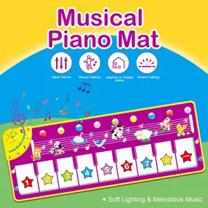 Piano Mat Musical Keyboard Floor Playmat 39.3" Electronic Music Animal Touch Play Blanket Funny Xmas Gift Toy for 1 2 3 Year Old