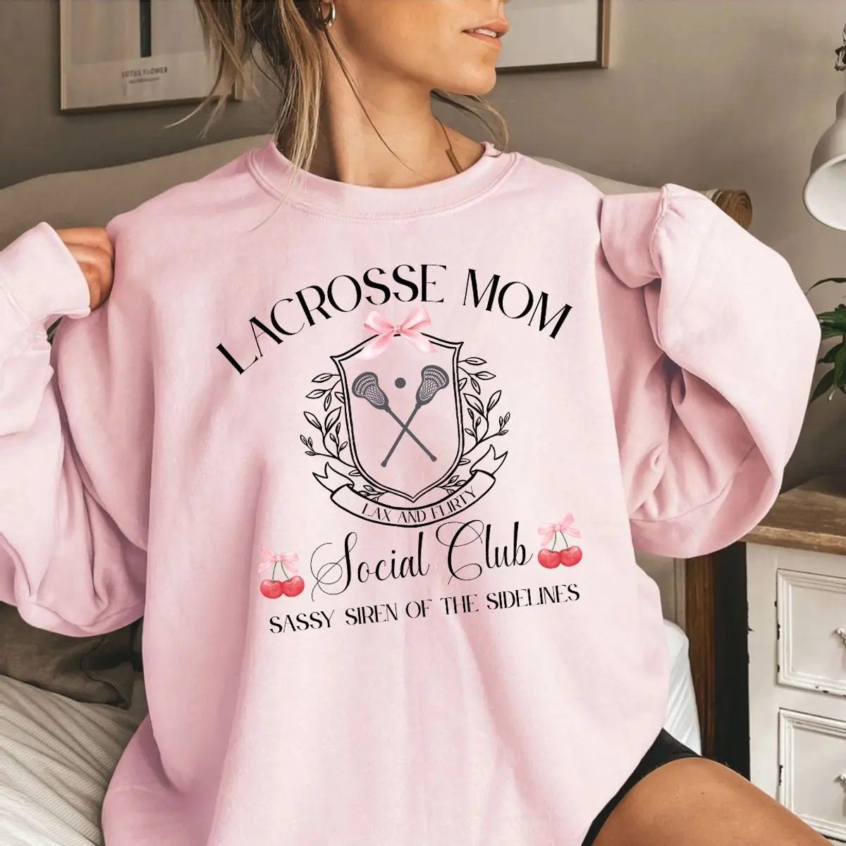 Lacrosse Mom Social Club Sweatshirt, Lax And Flirty Crewneck, Sports Mom Pullover, Cute Game Day Outfit, Lacrosse Mom Gift For Practices And Tournaments, Unisex Sweater Pullover Tee