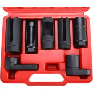 7pcs O2 Oxygen Sensor Socket Set 7/8", Oil Pressure Sending Unit Master Sensor Socket Tool Kit Universal Puller and Removal Tool