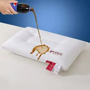 Waterproof Anti-Oil Low Allergy Pillow, 100% Waterproof Pillow, Breathable Durable Comfort, Polyester Fiber Filled, Hand Wash & Vacuum Pack