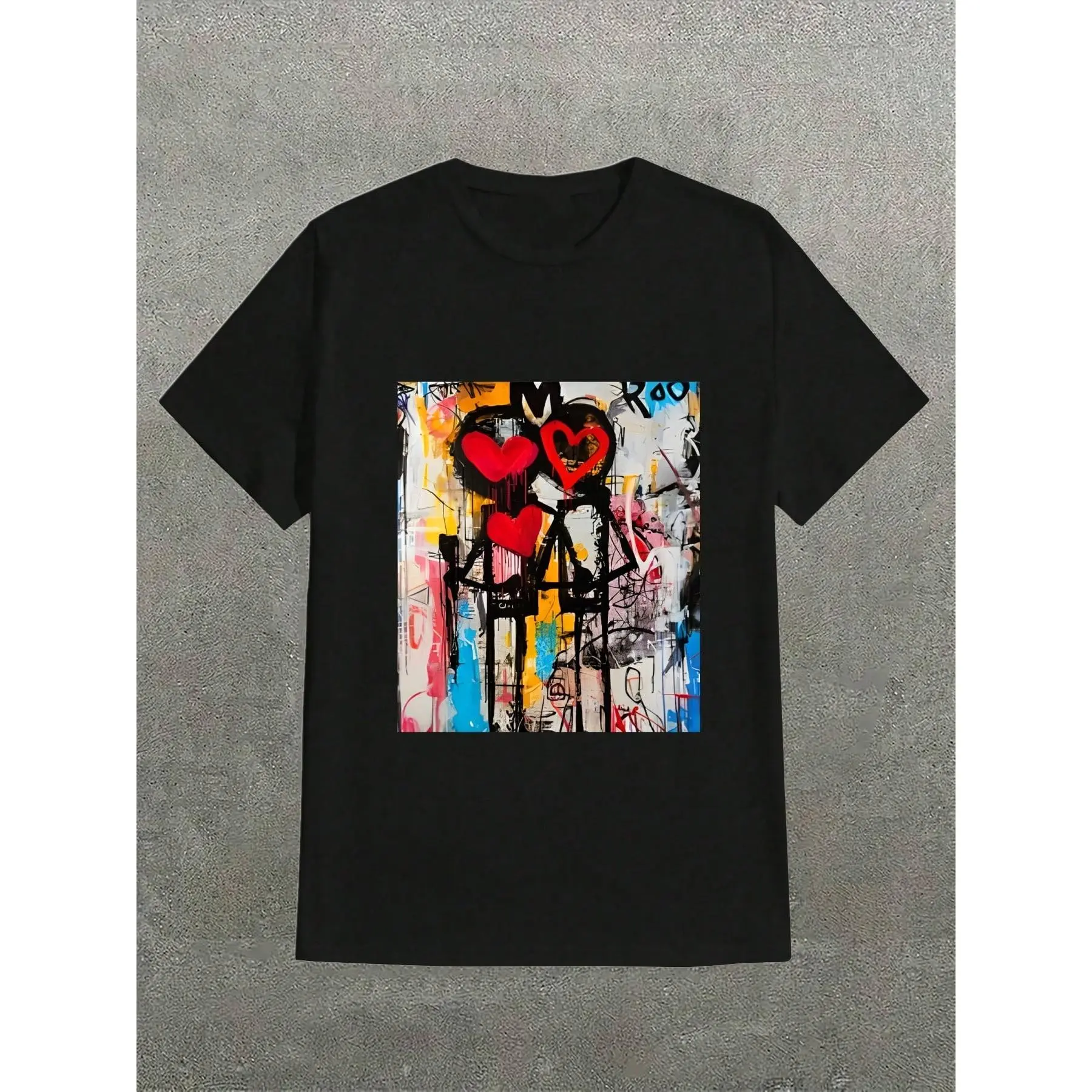 Korean Streetwear Graphic T-Shirt with Love Letter Print, Women's Cute Fitted Shortsleeve Top in 180g Pure Cotton