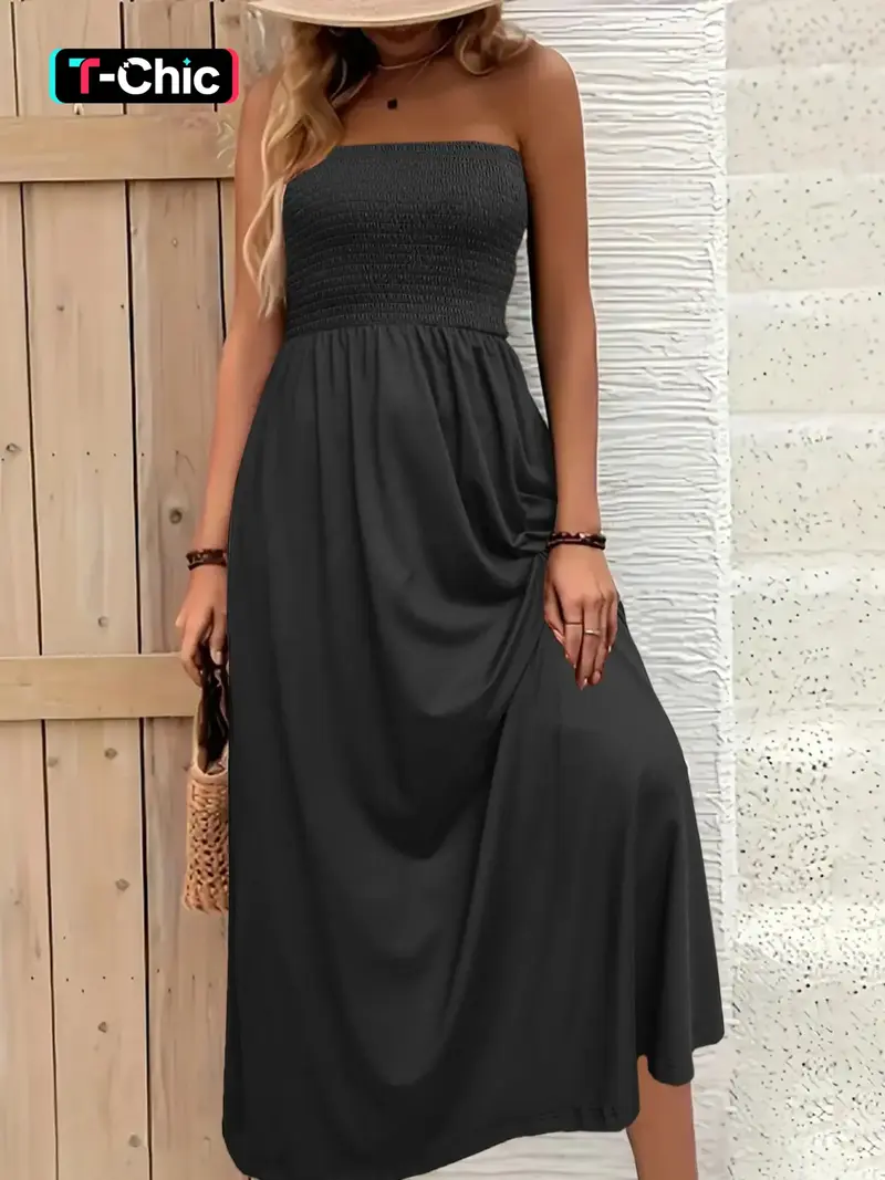 black strapless midi dress - TikTok Shop