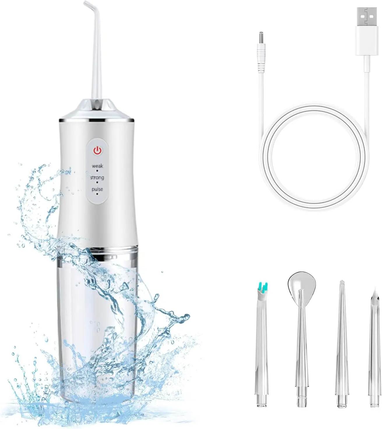 Electric Water Flosser Cordless for Teeth 3 Modes 4 Jet Tips Cleaning and Flossing Water Dental Portable Floss Irrigator Oral Water Flossed Rechargeable Tonsil stones adults home, office, travel