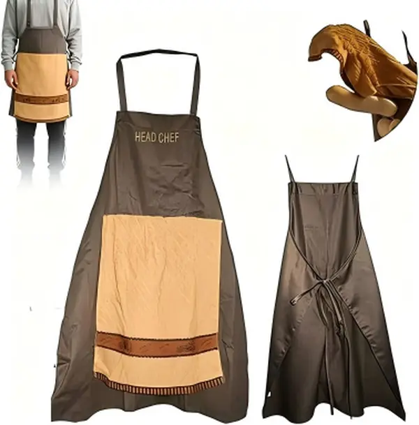UDROLL Funny Head Chef Apron Hidden Surprise Gag Gift for Men, Novelty Elephant Prank Kitchen Cooking Apron, Hilarious BBQ Grilling Chef Apron for Birthday Bachelor Party White Elephant Gift