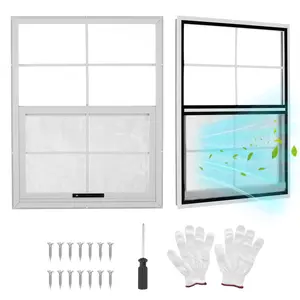 【GARVEE】2 Pack 18" x 27" Tempered Glass Shed Windows with Fiberglass Screens, Sliding Design with Screws for Sheds, Chicken Coops, Playhouses, Garages, and Barns