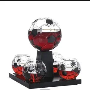 Soccer whiskey decanter set with 4 glasses, football-shaped whiskey decanter, sports-themed whiskey decanters