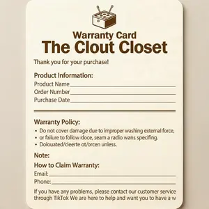The Clout Closet Trendy T-Shirt After-Sale Warranty Certificate