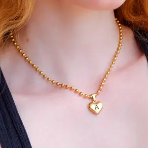 Gold Initial Heart Necklace | Custom Waterproof Jewelry