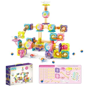 Magnetic Building Blocks STEM Educational Toys for Kids Ages 4-12 Ball Track & 3D Stacking Construction Set Marble Maze Shape Recognition Spatial Thinking Learning Bear Building Blocks Sets Geometry Interactive Skills Creativity Play Teachable Fun