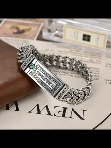 New Heart-Shaped Tangkou Pattern Bracelet, Wide Trendy Fashion Unisex Bracelet, Vintage Hip Hop Gift for Boyfriend