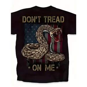Don't Tread On Me Bullet Snake T-Shirt | 2nd Amendment USA Flag Graphic Tee | Vintage Patriotic Gadsden Snake Print Shirt | American Patriot Gift for Men | Mens Streetwear Casual Top | Unisex Patriotic Tees