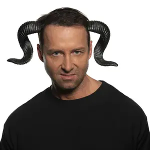 Black Ram Horns Foam Adult Costume Headband