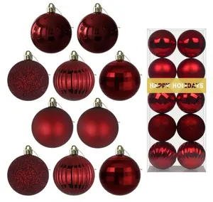 Maroon 2.5" Christmas Balls Christmas Tree Decoration Ornaments Shatterproof Hanging Balls for Birthday Halloween Holiday Wedding Decorations Set of 10pcs Burgundy Wine Red Dark Red Ornaments