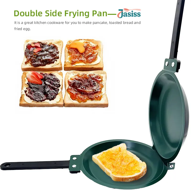 Non-Stick Double-Sided Round Kitchen Frying Skillet with Handle - Stainless Steel Thermal Cookware, Quick-Cooking, Easy to Flip, Beginner-Friendly, Ideal for Pancakes, Stir-Frying, Round Nonstick Pans & Woks