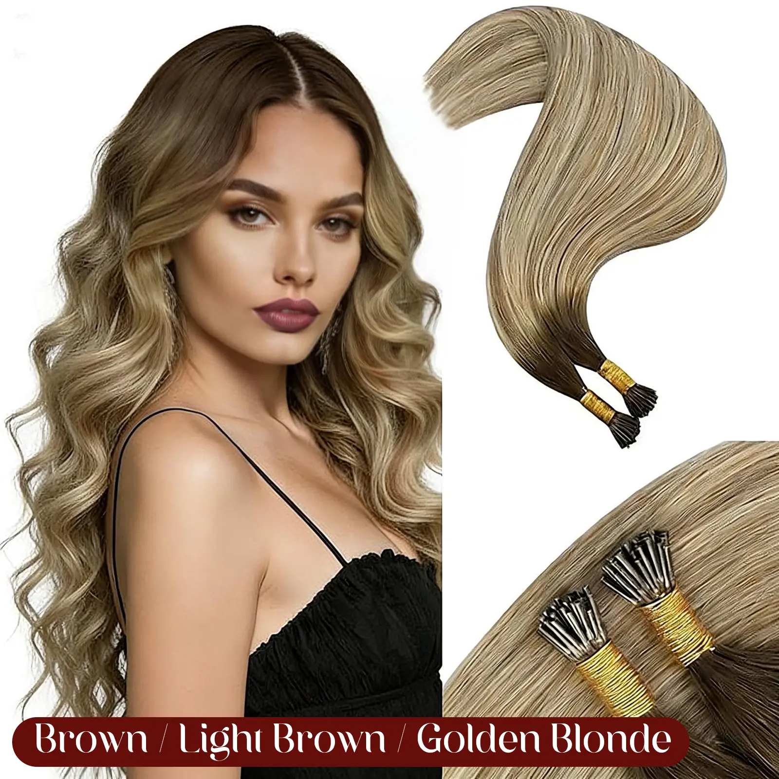 MORESOO Summervibes I-Tip Hair Extensions Natural Straight 100% Real Human Hair Pre-Bonded Remy Stick Tip Invisible Extensions Gifts 40G/50S #DealsForYouDays