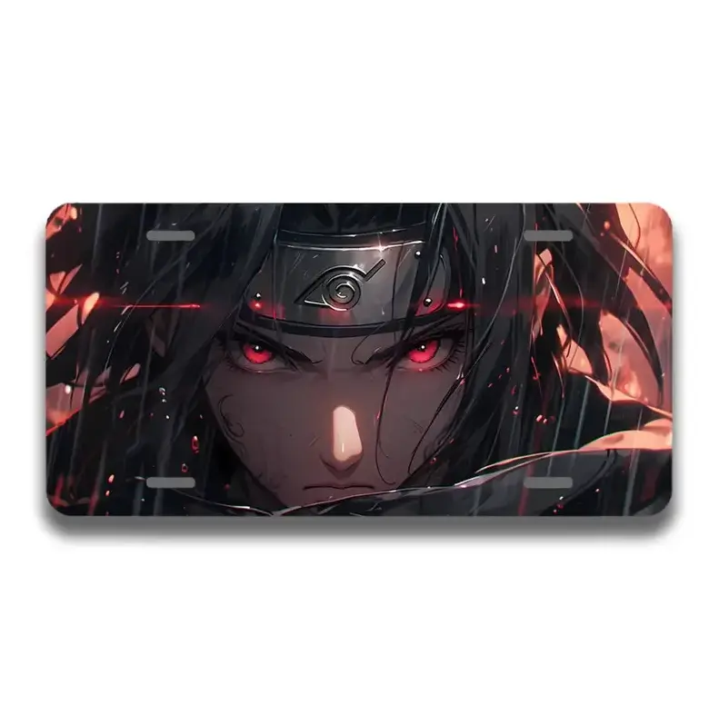 Naruto Sharingan License Plate - 12x6 Aluminum Ninja Uchiha Eyes Front Car Tag, Vintage Japanese Anime Vanity Plate for Trucks, Retro Manga Studio Auto Decor, Otaku Gift for Him