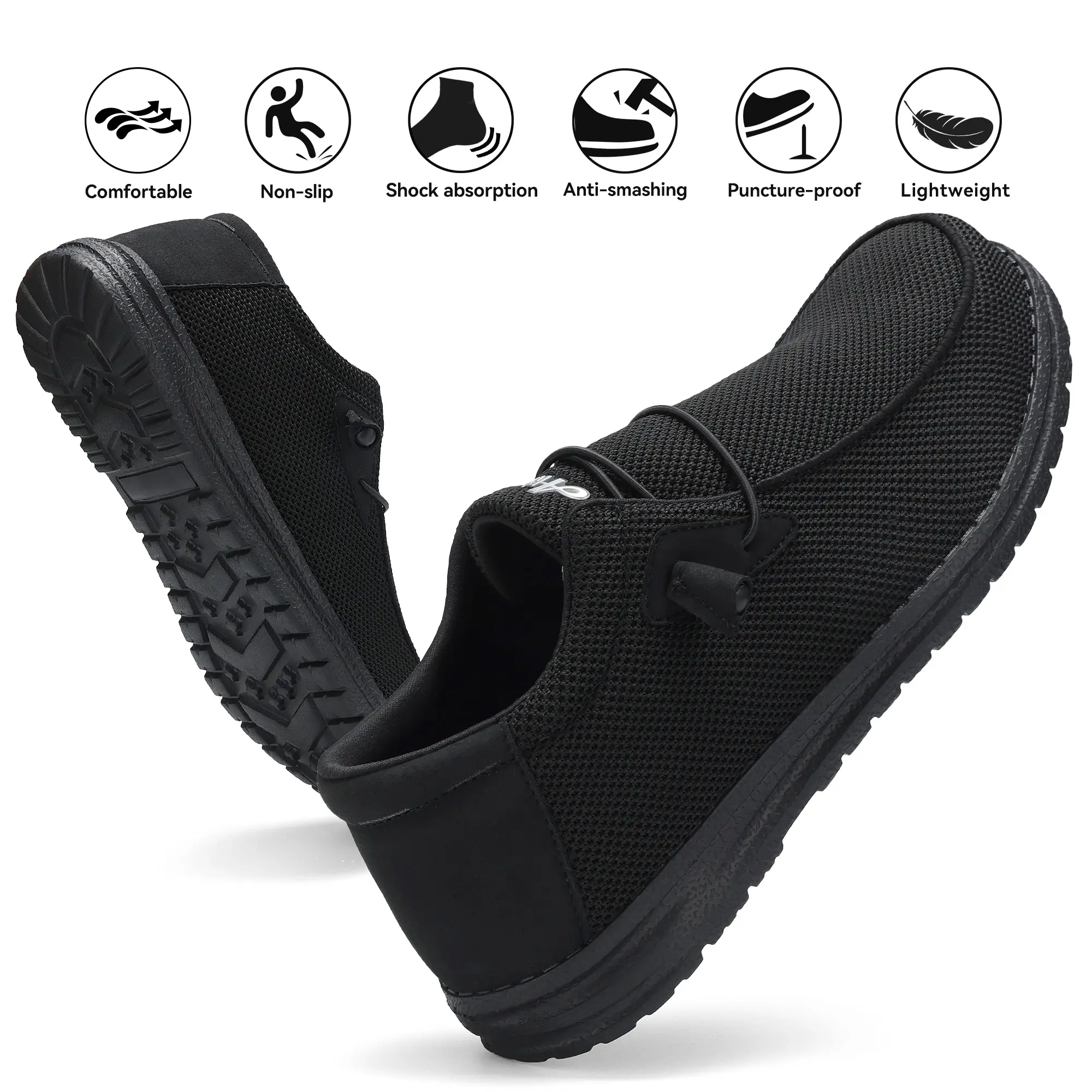 2025 New Style Slip on Steel Toe Shoes for Men Composite Toe Work Shoes Safety shoes Puncture Proof Lightweight Comfortable Breathable
