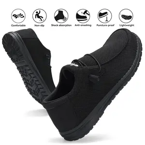 2025 New Style Slip on Steel Toe Shoes for Men Composite Toe Work Shoes Safety shoes Puncture Proof Lightweight Comfortable Breathable