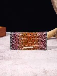 Classic Crocodile Pattern Long Wallet, Two-Fold Design, Durable Leather Material, Perfect for Everyday Use, Stylish Accessory, Durable Fashion Wallet