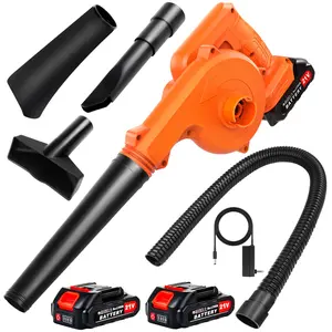Leaf Blower Cordless, 2-in-1 Lightweight Handheld Garden Leaf Blower with 2 Battery, 12000 RPM Electric Leaf Blowers and Vacuum with 2 Speeds for Lawn Care, Leaf Blowing, Dust Removal