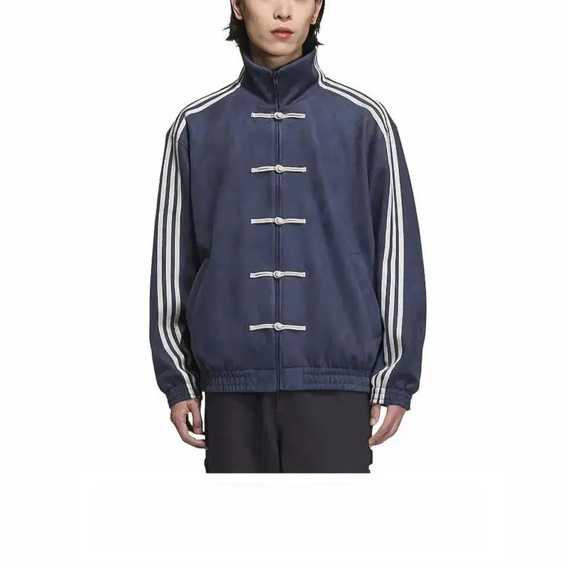 2026 New Chinese Style Tang Suit, Men's Sports Jacket Chinese Track Top Casual Jacket  Unisex Blue Gray  Chinese-style Tang suit, cool Traditional Ethnic Costumes of China The new collection combines modern cuts with ethnic fashion