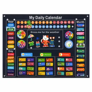 Felt Daily Calendar Board for Kids Visual Schedule & Time Management Learning Board Reusable Movable Cards for Home Learning Study Planning Weekly Planner