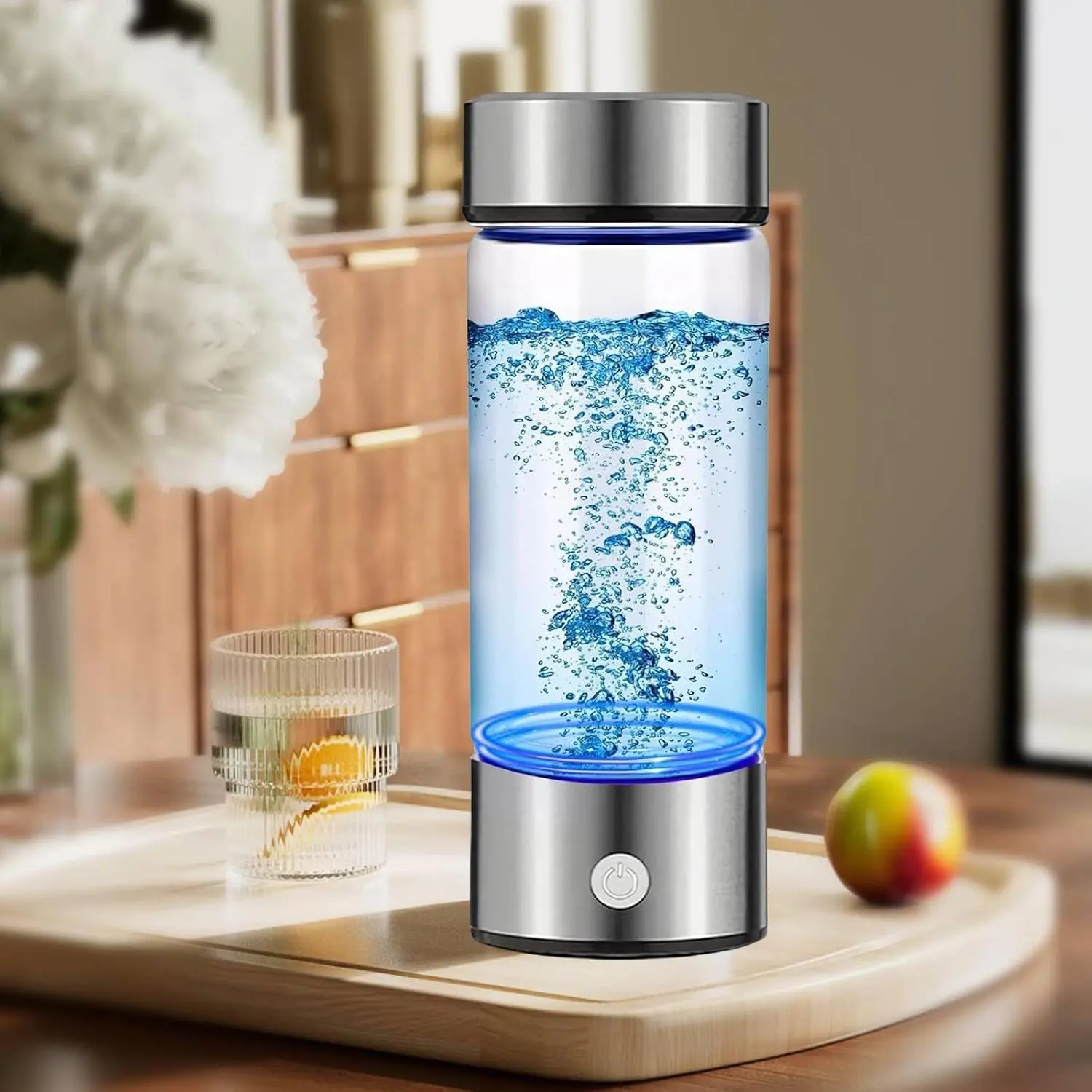 Portable Hydrogen Water Bottle Generator with SPE/PEM Technology for Home, Office and Travel