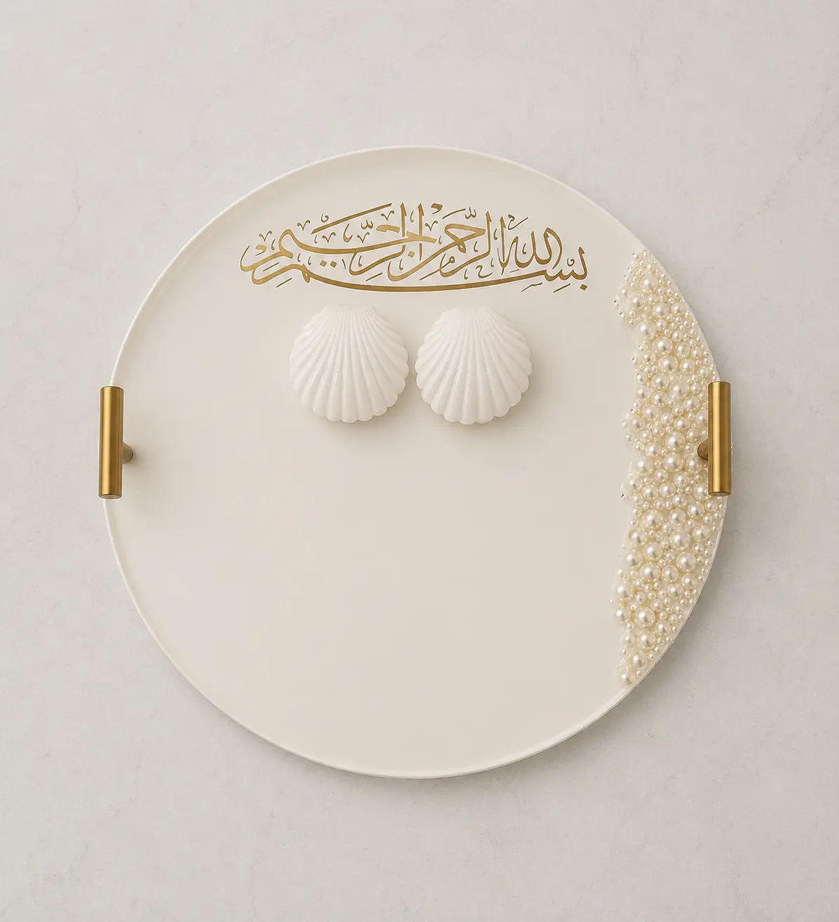 Pearl Acrylic Engagement Tray with Ring Boxes | Custom Nikkah & Bridal Tray
